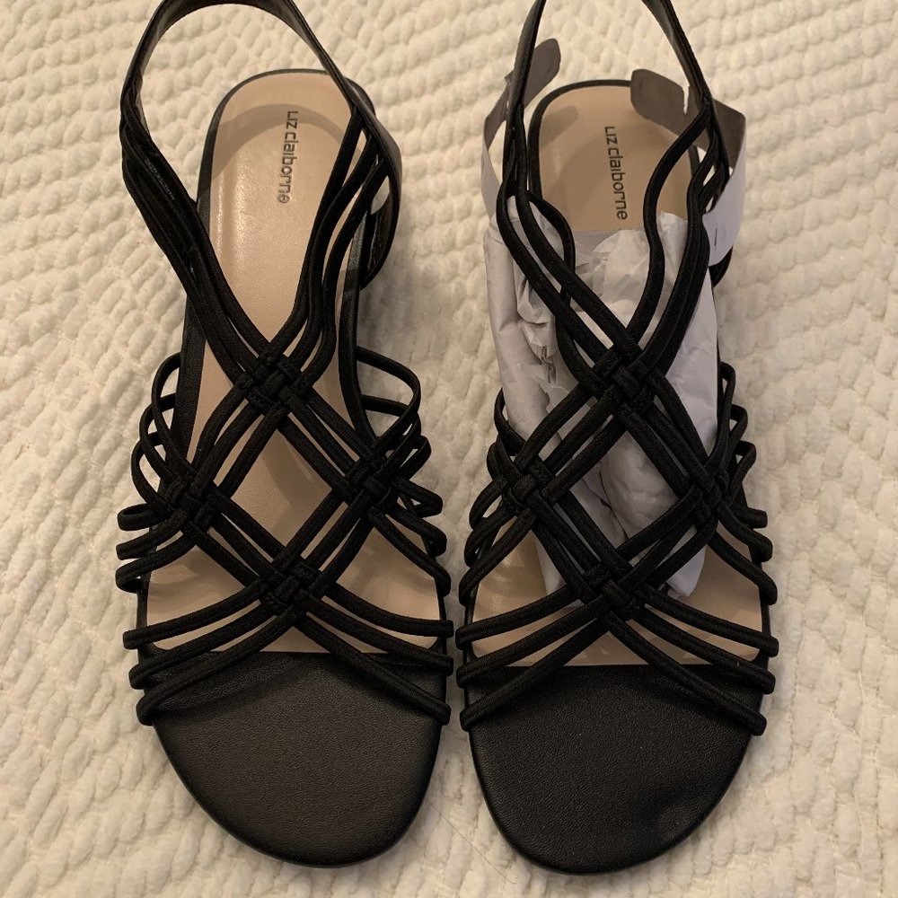 LIZ CLABORNE BLACK SANDALS  SIZE 10